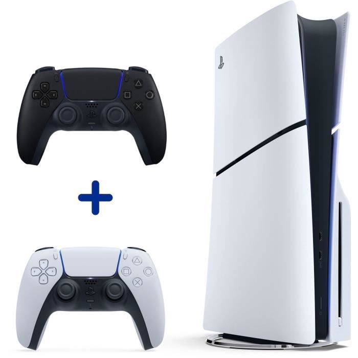 Pack PS5 Standard (avec lecteur CD) : Console PlayStation 5 (Modèle Slim) + Manette sans fil DualSense™ - Noire I PS5 et PC