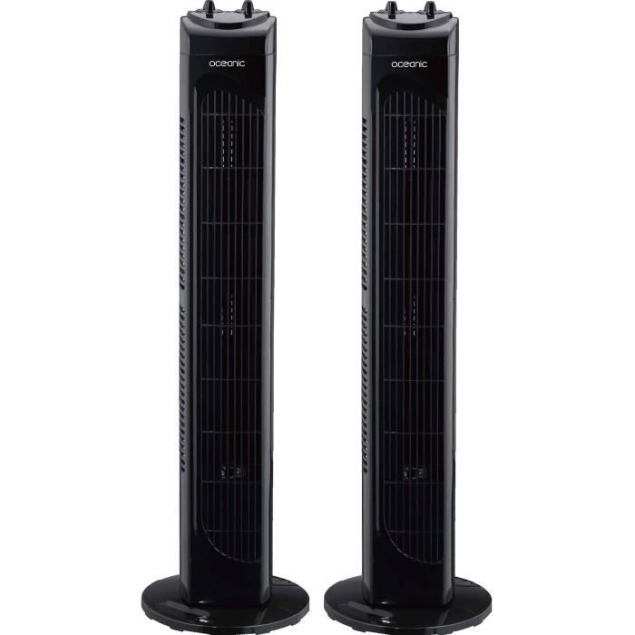 Pack de 2 Ventilateurs colonne OCEANIC Hauteur 78 cm 3 vitesses Oscillant Minuterie