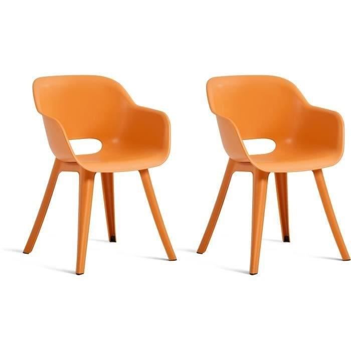 Chaises de jardin KETER AKOLA Lot de 2 en résine Ocre Dossier ergonomique