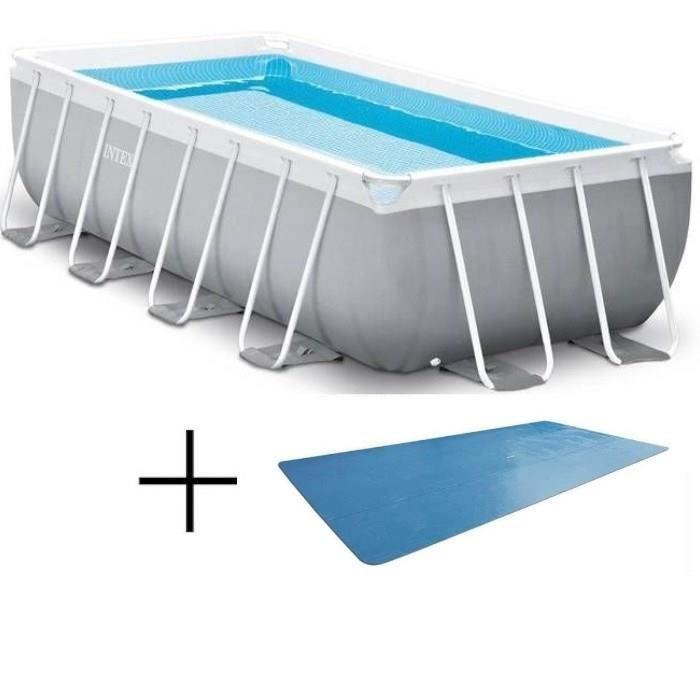 Kit Piscine hors sol tubulaire INTEX - Pris Frame - 400 x 200 x 100 cm - Rectangulaire (Livrée avec pompe) + Bâche à bulles