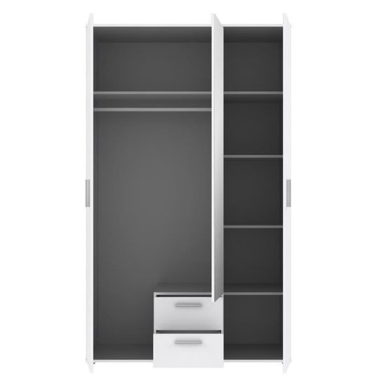 Selkea Armoire De Chambre Style Contemporain Blanc Laque