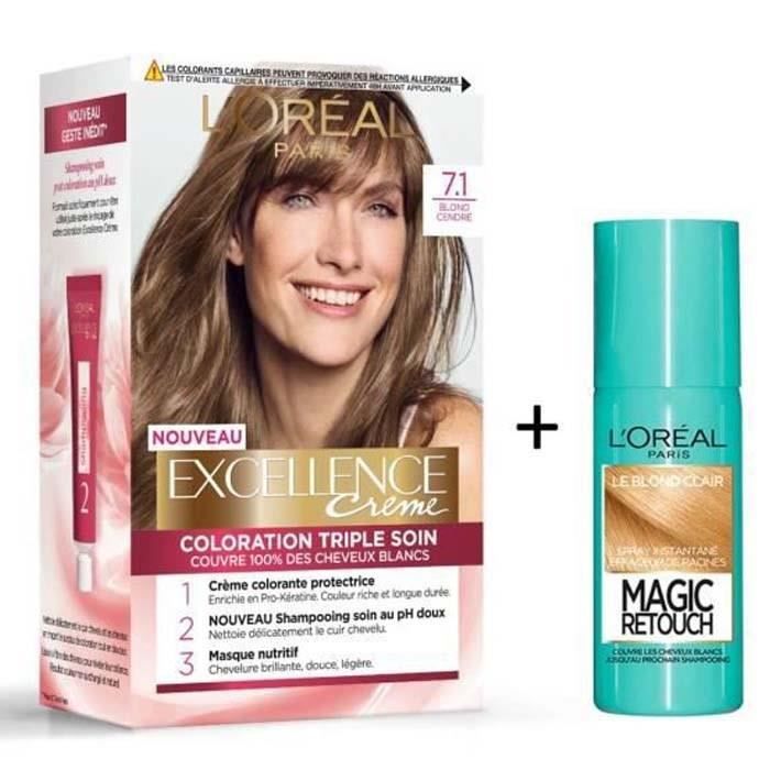 L Oreal Paris Lot Coloration Excellence 7 1n Blond Cendre Spray Magic Retouch 75 Ml Blond Cdiscount Au Quotidien