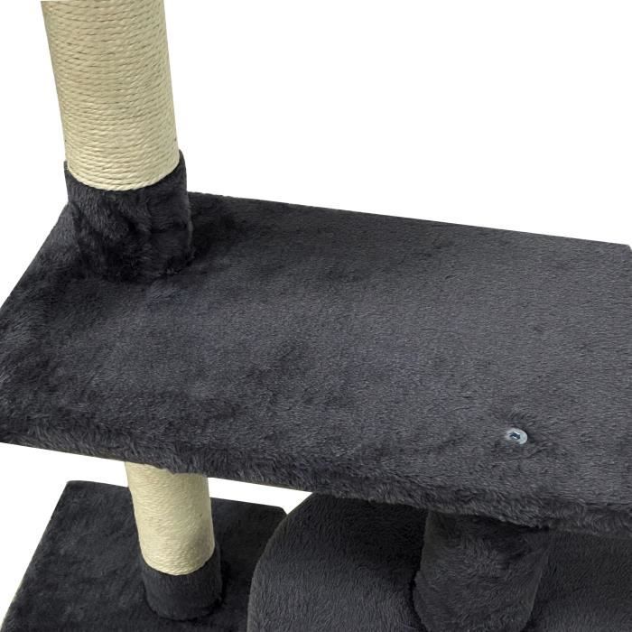 Arbre à Chat, Hauteur De 135 Cm Griffoir + Niche + Colonne En Sisal + Jouet + Panier, Gris Clair, Multi Niveaux 4840135cm