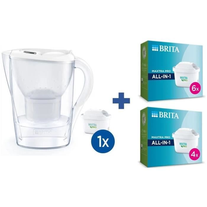 Carafe marella blanche BRITA + Pack de 6+4 cartouches MAXTRA PRO All-In-1