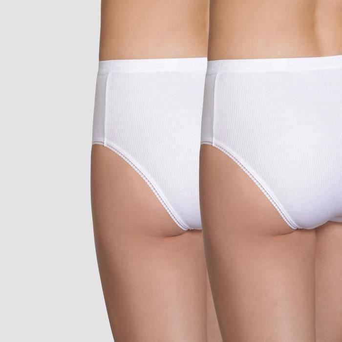 DIM Culotte Maxi Pur Coton X2 Blanc Blanc Cdiscount Pret a Porter