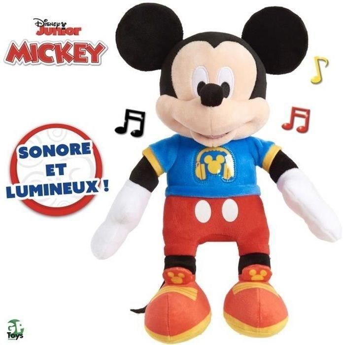 Mickey, Peluche musicale, avec fonctions sonores et lumineuses, 30 cm, Jouet pour enfants dès 3 ans, MCC13
