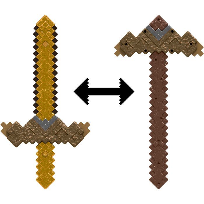 Accessoire jeu de rôle - MINECRAFT MATTEL - Épée pioche 2 en 1 - Transformation - Fonction bouton