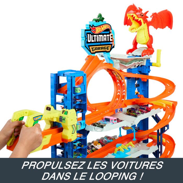 Hot Wheels City-Garage Ultime-Coffret avec 2 voitures incluses