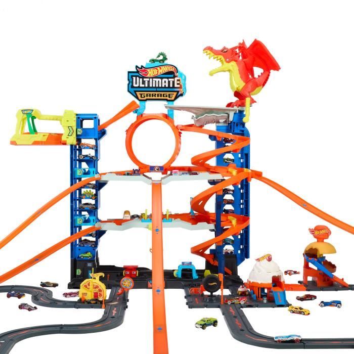 Garage Dragon Hot Wheels HKX48 50 places de jeu 2 véhicules inclus Garantie 2 ans