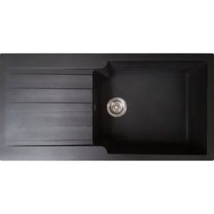 ESSEBAGNO SIERRA EVIER RESINE NOIRE 1 GRANDE CUVE + 1 EGOUTTOIR Evier en résine noir 1000x500 mmHauteur 210 mm1 cuve