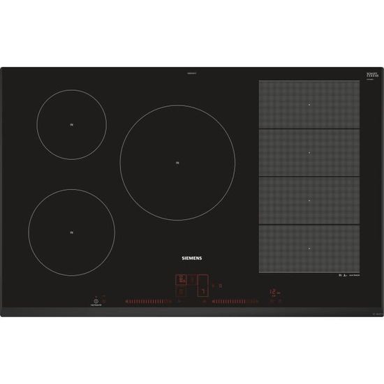 SIEMENS EX851LVC1F Table de cuisson induction - 5 zones - 7400 W - L 80,2 x P52,2cm - Revêtement verre - Coloris noir