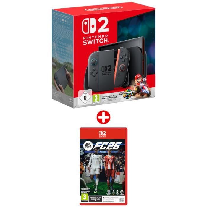 Pack Nintendo : Console Nintendo Switch 2 + Mario Kart World (Code) + EA SPORTS FC 26