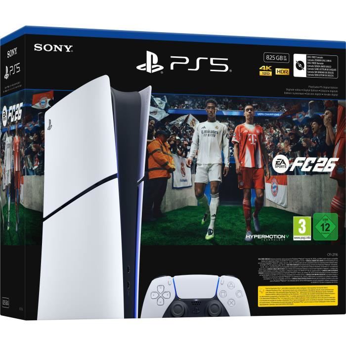 Pack PS5 Digital : Console PlayStation 5 (modèle Slim) + FC26 (code dans la boite) Pack PS5 Digital : Console PlayStation 5 (modèle Slim) + FC26 (code dans la boite)