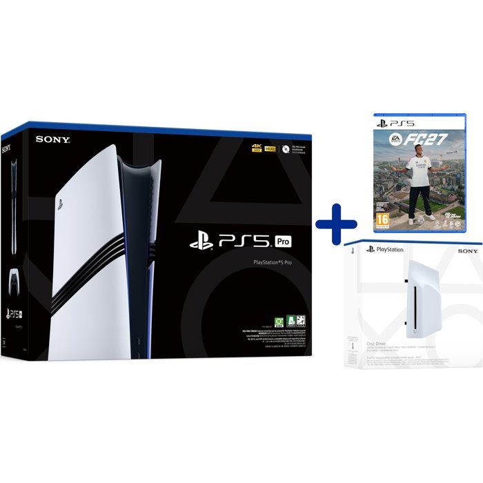 Pack PS5 Pro : Console PlayStation 5 Pro + Lecteur de disques pour Console PS5 SLIM Digitale et Pro + EA FC 27