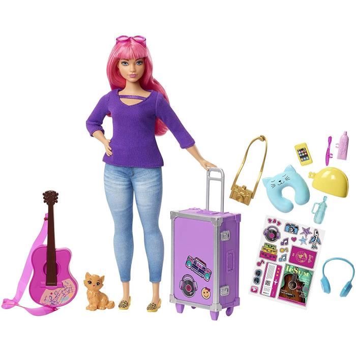 Barbie et ses accessoires de voyage Poupée fille rose jouet kid