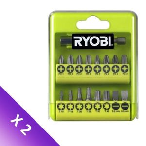 ACCESSOIRE MACHINE [LOT DE 2] RYOBI Boîte cristal 17 accessoires de vissage