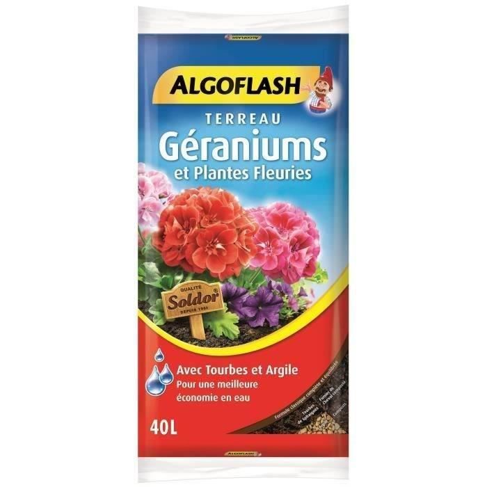 Terreau Géraniums et Fleurs de Balcons - ALGOFLASH NATURASOL - 40 L