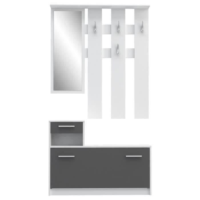 Finlandek Vestiaire Dentrée Peili Contemporain Blanc Et Gris Mat L 975 Cm
