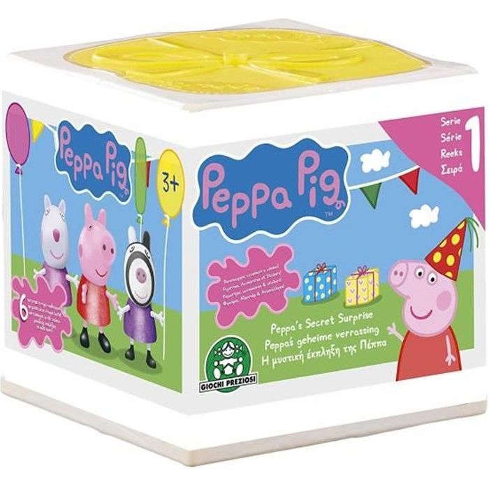 coffret surprises peppa pig - figurine, accessoires, stickers et cube de rangement