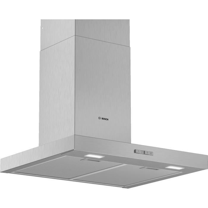 BOSCH DWB64BC50 - Hotte murale - Evacuation / Recyclage - 340 m3 air / h - 63 dB max - 3 vitesses - L 60 cm - Inox