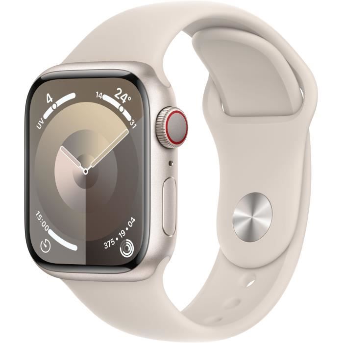 Apple Watch Series 9 GPS + Cellular - 41mm - Boîtier Starlight Aluminium - Bracelet Starlight Sport 