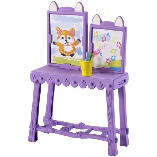 accessoires inclus jouet pour enfant GBX03 Enchantimals Coffret ​L’Atelier de Peinture de mini-poupée Felicity Renard et figurine animale Flick 