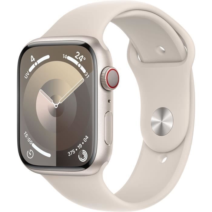 Apple Watch Series 9 GPS + Cellular - 45mm - Boîtier Starlight Aluminium - Bracelet Starlight Sport 