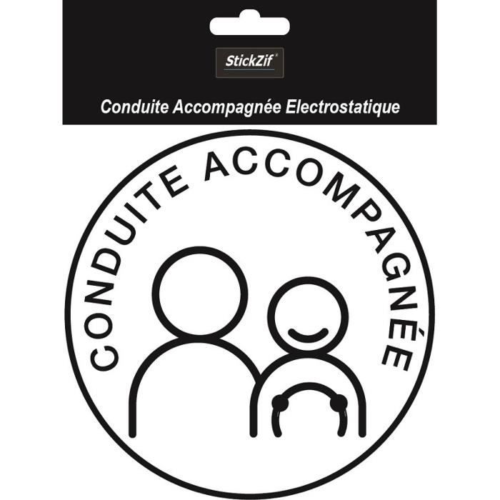 Autocollant Rond "Conduite Accompagnée" électrostatique - Pour Voiture, Facile à Coller Et Retirer