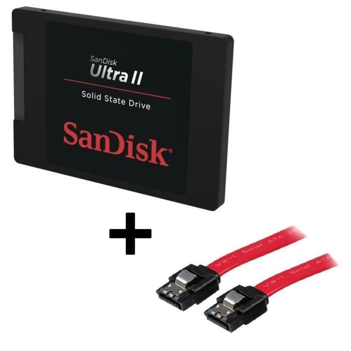 Pack SANDISK Ultra II SSD 480 Go STARTECH Cable Serial ATA Cdiscount Informatique