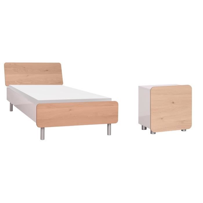 lazio ensemble lit enfant 90x190 cm chevet decor blanc achat vente structure de lit lazio ensemble lit 90x190 chev cdiscount
