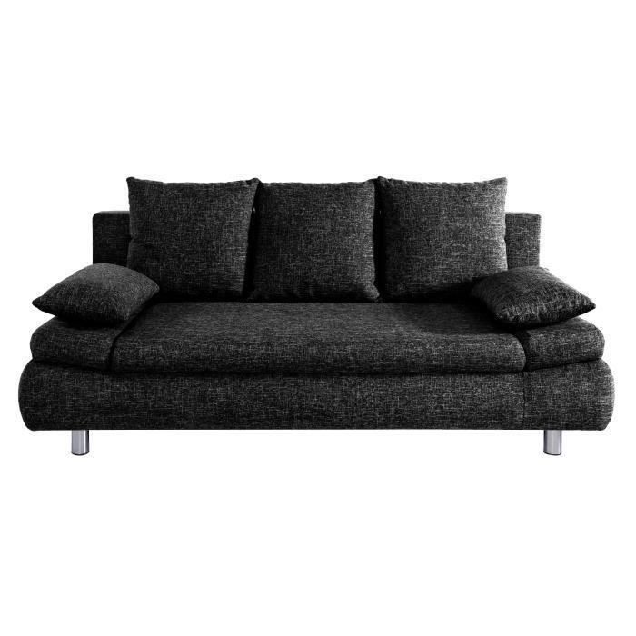 Naho Canapé Droit Convertible 3 Places Coffre De Rangement Tissu Gris Anthracite Contemporain L 205 X P 97 Cm