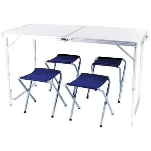 CAO Table avec 4 sièges - Aluminium - 120x60x70cm