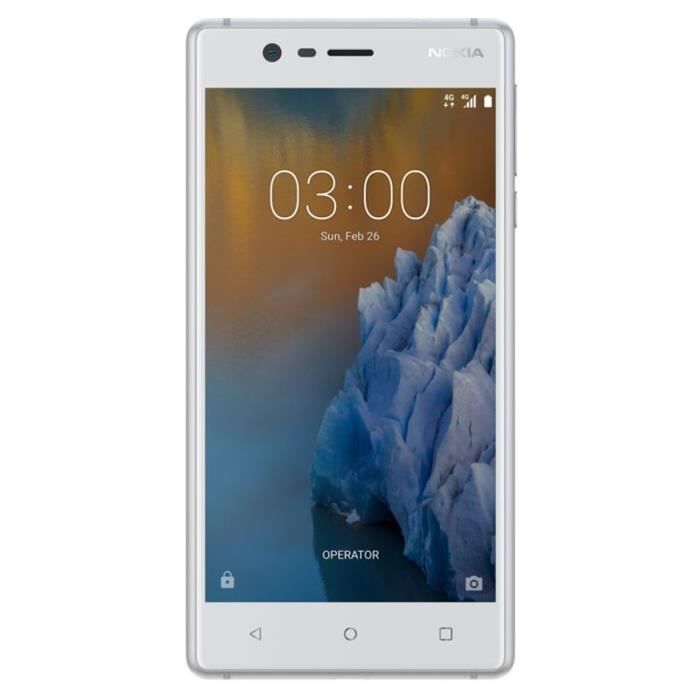Vente Téléphone portable Nokia 3 Blanc et Argent pas cher Vente Téléphone portable Nokia 3 Blanc et Argent pas cher