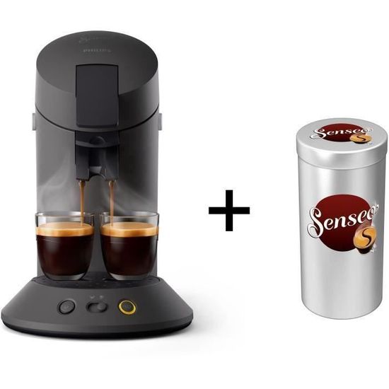Senseo Machine Box Machine à café dosette SENSEO Original Plus CSA210/63 noir + Canister ...