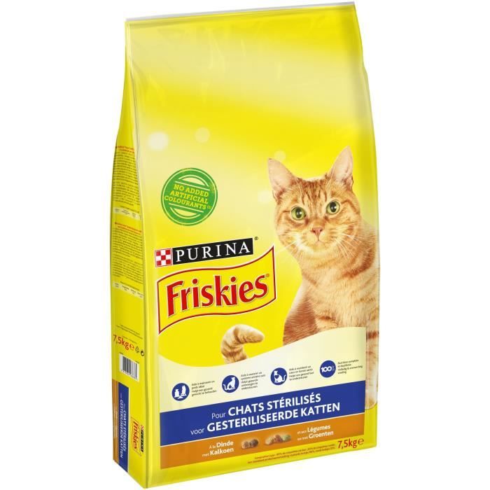 FRISKIES Croquettes - A la dinde et aux légumes - Pour chats stérilisés - 7,5 kg