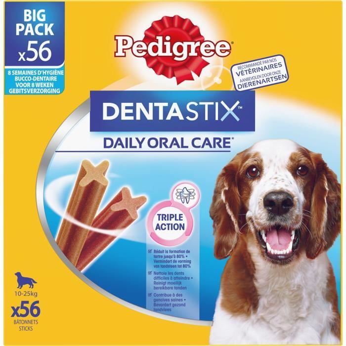 Récompense Pour Chien Moyens Batonnets Dentastix Pedigree - La Boite De 56 - 1,44 Kg