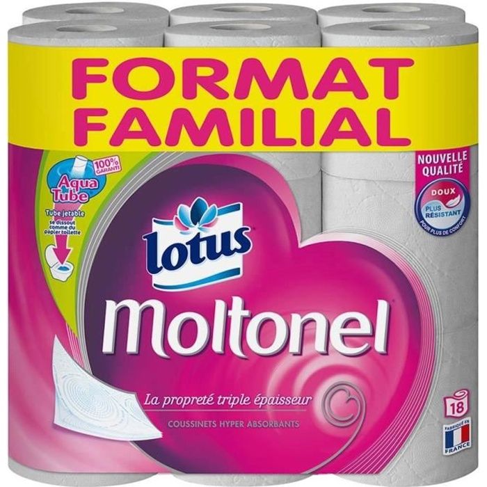 Promotion Moltonel Papier toilette sensitive 4 épaisseurs, Lot de 2x6  rouleaux