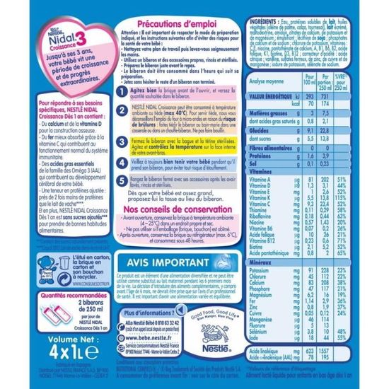 Nestle Nidal Lait De Croissance 3eme Age 4 X 1l Des 12 Mois Achat Vente Lait De Croissance Nestle Nidal Lait De Croissance 3eme Age 4 X