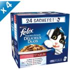 FELIX Tendres Effilés en Gelée Délicieux Duos - 24 x 100 g (x4) - Pour chat adulte