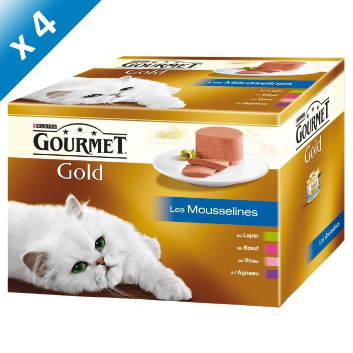 Meilleurs prix pour GOURMET GOLD Les Mousselines Multivariétés - 24 x 85 g (x4) - Pour chat adulte