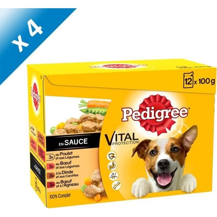 Pedigree Sachets Fraicheur En Sauce 4 Varietes Pour Chien 12x 100 G X4 Cdiscount Animalerie