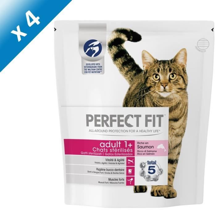 PERFECT FIT Croquettes au saumon Pour chat stérilisé 1,4 kg (x4) Cdiscount Animalerie