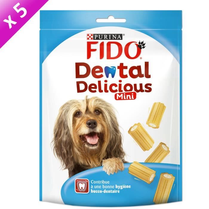 FIDO Friandises à mâcher Dental Delicious Mini - Pour chien adulte - 130g (x6)