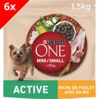 PURINA ONE MINI Active - Riche en Poulet, Avec du Riz - 6x1,5kg - Croquettes pour chiens actifs de petite taille (1-10kg)