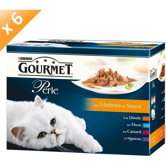 GOURMET PERLE Les Filettines Multivariétés - 12 x 85 g (x6) - Pour chat adulte
