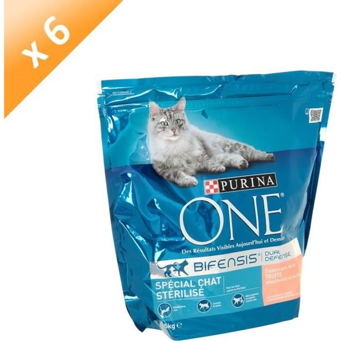 Comparer les prix de ONE Croquettes à la truite - Pour chat stérilisé - 15kg (x6)