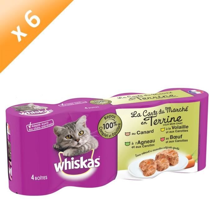 WHISKAS Terrine 4 variétés - Pour chat - 4 x 400 g (x6) - Cdiscount