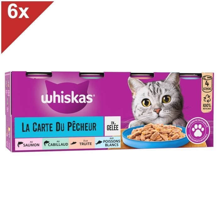 Meilleurs prix pour WHISKAS Boîtes en gelée aux poissons pour chat 4x390g