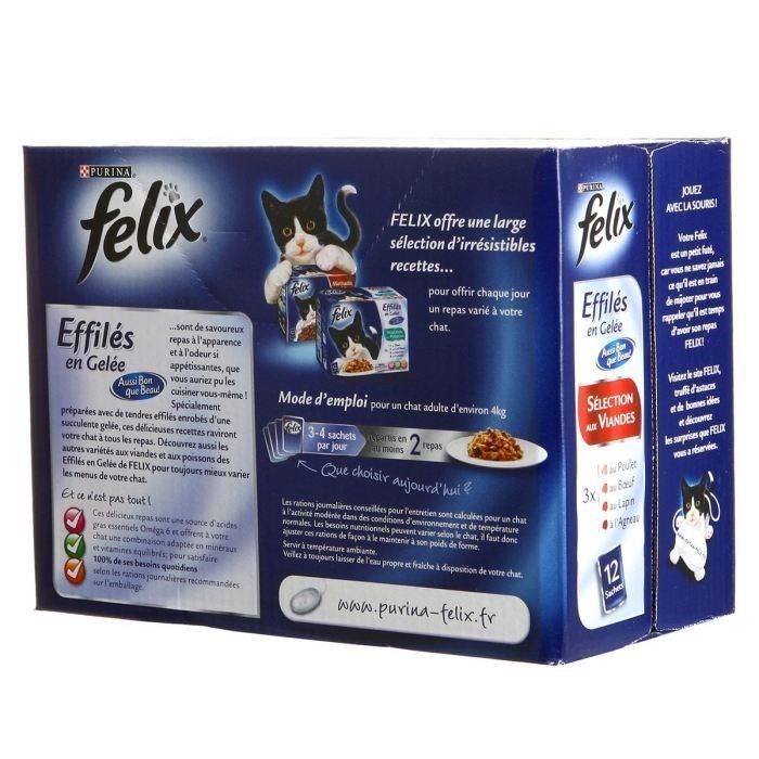 Felix tendres effilés 12x100g poissons en gelée Purina pour chat