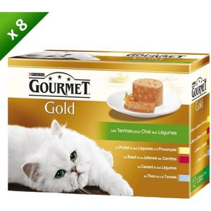 BOITES - PATÉES GOURMET GOLD Les Terrines aux Légumes Multivariétés - 12 x 85 g (x8) - Pour chat adulte
